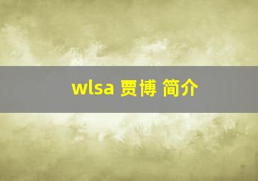 wlsa 贾博 简介